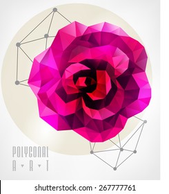 Abstract polygonal rose. Geometric hipster illustration. low poly illustration