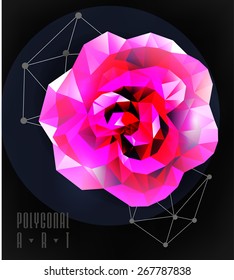 Abstract polygonal rose. low poly illustration. Creative poster