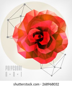 Abstract polygonal rose. low poly illustration. Creative poster