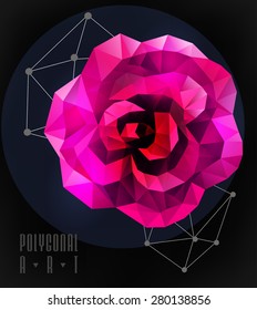 Abstract polygonal rose. low poly illustration. Creative poster