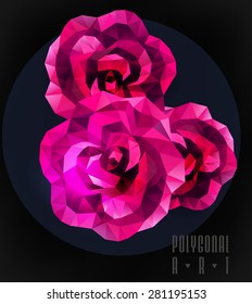 Abstract polygonal rose. low poly illustration. Creative poster