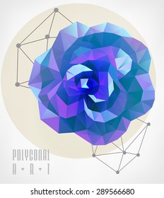 Abstract polygonal rose. low poly illustration. Creative poster