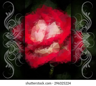 Abstract polygonal rose. low poly illustration. Creative poster
