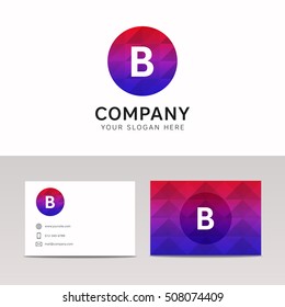 Abstract polygonal round circle B letter icon company logo sign vector design.