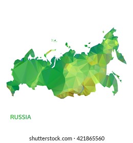 abstract polygonal russia map, poly low isolated vector