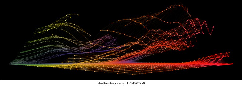 Abstract polygonal science background with connecting dots,lines and faces. Digital data concept. Big data.
