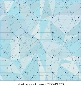 Abstract polygonal seamless background with connecting dots and lines. Connection concept. Scientific and education theme. Vector illustration.