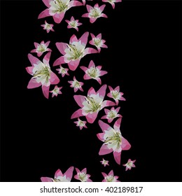 Abstract polygonal seamless floral pattern on the dark background