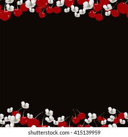 Abstract polygonal seamless pattern with cherry and apple flower on the horizontal direction, perfect image for wall paper, cover and interior design, low poly vector illustration
