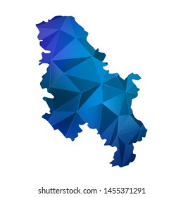 Abstract polygonal Serbia map. Vector low poly blue color map geometric shape texture. Vector illustration.