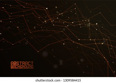 Abstract polygonal shapes. Background with connecting dots and lines. Futuristic molecules on dark background. The technology concept illustration