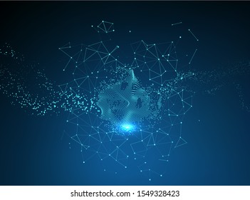 Abstract polygonal shapes. Background with connecting points and lines. Futuristic globalization interface. The technology concept illustration