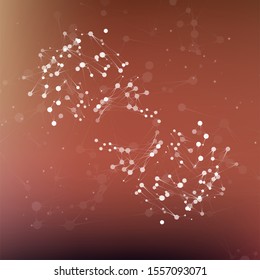Abstract polygonal shapes. Background with connecting points and lines. Futuristic molecules on color background. The technology concept illustration