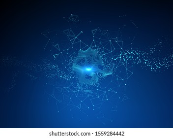 Abstract polygonal shapes. Background with connecting points and lines. Futuristic globalization interface. The technology concept illustration