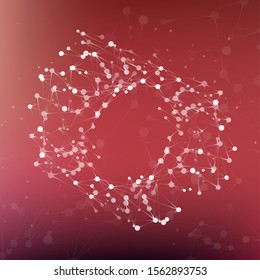 Abstract polygonal shapes. Background with connecting points and lines. Futuristic molecules on color background. The technology concept illustration
