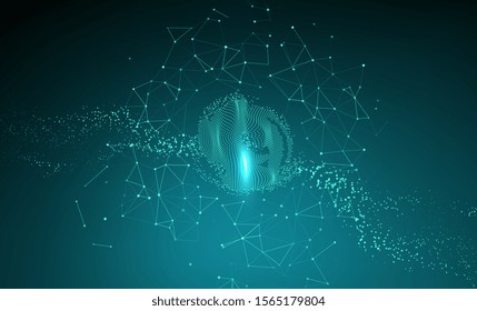 Abstract polygonal shapes. Background with connecting points and lines. Futuristic globalization interface. The technology concept illustration