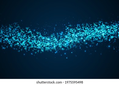 Abstract polygonal shapes on dark blue background. Digital technology concept