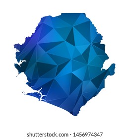 Abstract polygonal Sierra Leone map. Vector low poly color blue map geometric shape texture. Vector illustration.