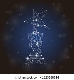 Abstract polygonal. A silver trophy on the blue background.
