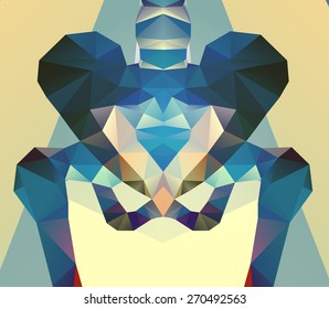 Abstract polygonal skeleton. Geometric pelvis. low poly illustration