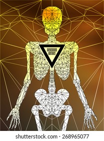 Abstract polygonal skeleton. Linear illustration. Polygonal poster