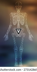 Abstract polygonal skeleton. Linear illustration. Polygonal poster