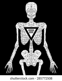 Abstract polygonal skeleton. Linear illustration. Polygonal poster