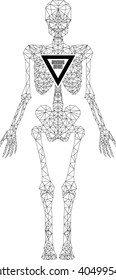 Abstract polygonal skeleton. Linear illustration. Polygonal poster