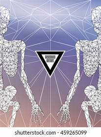 Abstract polygonal skeleton. Linear illustration. Polygonal poster