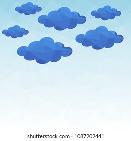 Abstract polygonal sky and cloud blue pattern. Vector background composed of triangles.