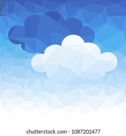 Abstract polygonal sky and cloud blue pattern. Vector background composed of triangles.