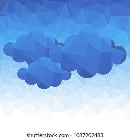 Abstract polygonal sky and cloud blue pattern. Vector background composed of triangles.
