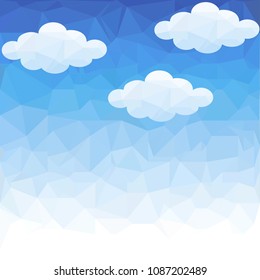 Abstract polygonal sky and cloud blue pattern. Vector background composed of triangles.