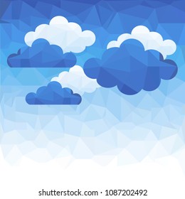 Abstract polygonal sky and cloud blue pattern. Vector background composed of triangles.