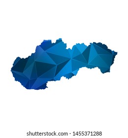 Abstract polygonal Slovakia map. Vector low poly blue color map geometric shape texture. Vector illustration.