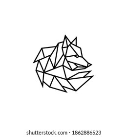 Abstract polygonal snow fox wolf dog, geometric linear animal logo vector design