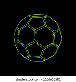 Abstract polygonal soccer ball. Isolated on black background. Vector outline illustration.