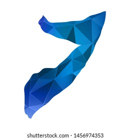 Abstract polygonal Somalia map. Vector low poly color blue map geometric shape texture. Vector illustration.