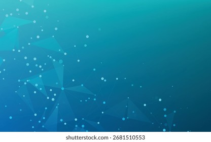 Abstrato azul de fundo do espaço poligonal com linhas de conexão e pontos para tecnologia e negócios.