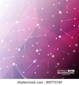 Abstract polygonal space background with connected lines and dots