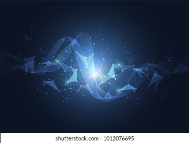 Abstract Polygonal Space Background with Connecting Dots and Lines