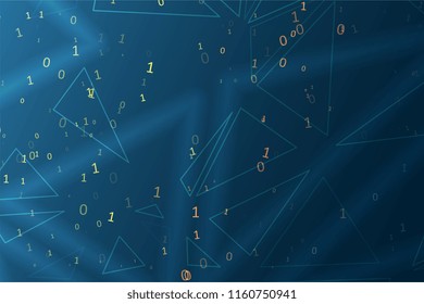 Abstract polygonal space. Background with connecting dots and lines. Binary computer code. Futuristic cyberspace with digital code. Graphic concept for your design