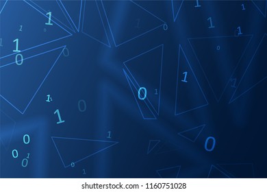 Abstract polygonal space. Background with connecting dots and lines. Binary computer code. Futuristic cyberspace with digital code. Graphic concept for your design