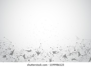Fondo abstracto de espacio poligonal con puntos y líneas de conexión