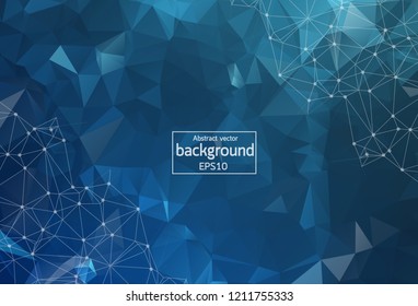 Abstract Polygonal Space Background with Connecting Dots and Lines. Low Poly Vector Illustration