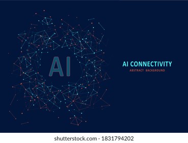 Abstract polygonal space. Background with connecting dots and lines. Artificial intelligence technology concept. Digital innovation concept for your design.