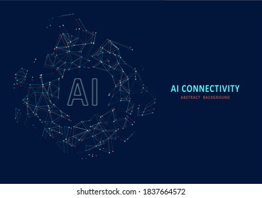 Resumen del espacio poligonal. Fondo con puntos y líneas de conexión. Concepto de tecnología de inteligencia artificial. Concepto de innovación digital para su diseño.