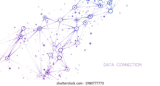 Resumen del espacio poligonal. Fondo con puntos y líneas de conexión. Concepto gráfico para su diseño