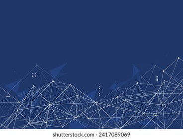 Resumen Fondo del espacio poligonal con puntos y líneas de conexión. Ilustración vectorial