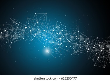 Abstract Polygonal Space Background with Connecting Dots and Lines